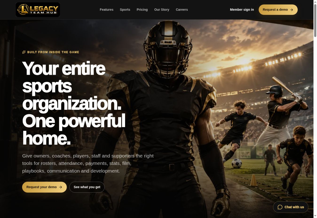 Screenshot of the Legacy Team Hub homepage